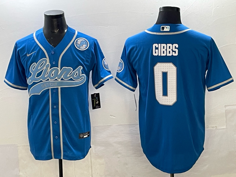 Men Detroit Lions 0 Gibbs blue NFL Nike 2025 jersey 001